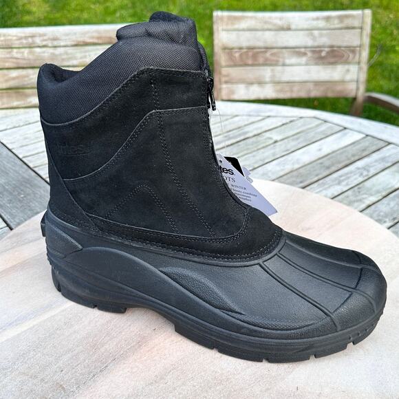 Totes Mens Rubber Duck Toe Boots Size 12 Waterproof Winter Leather Insulated New - Picture 1 of 15